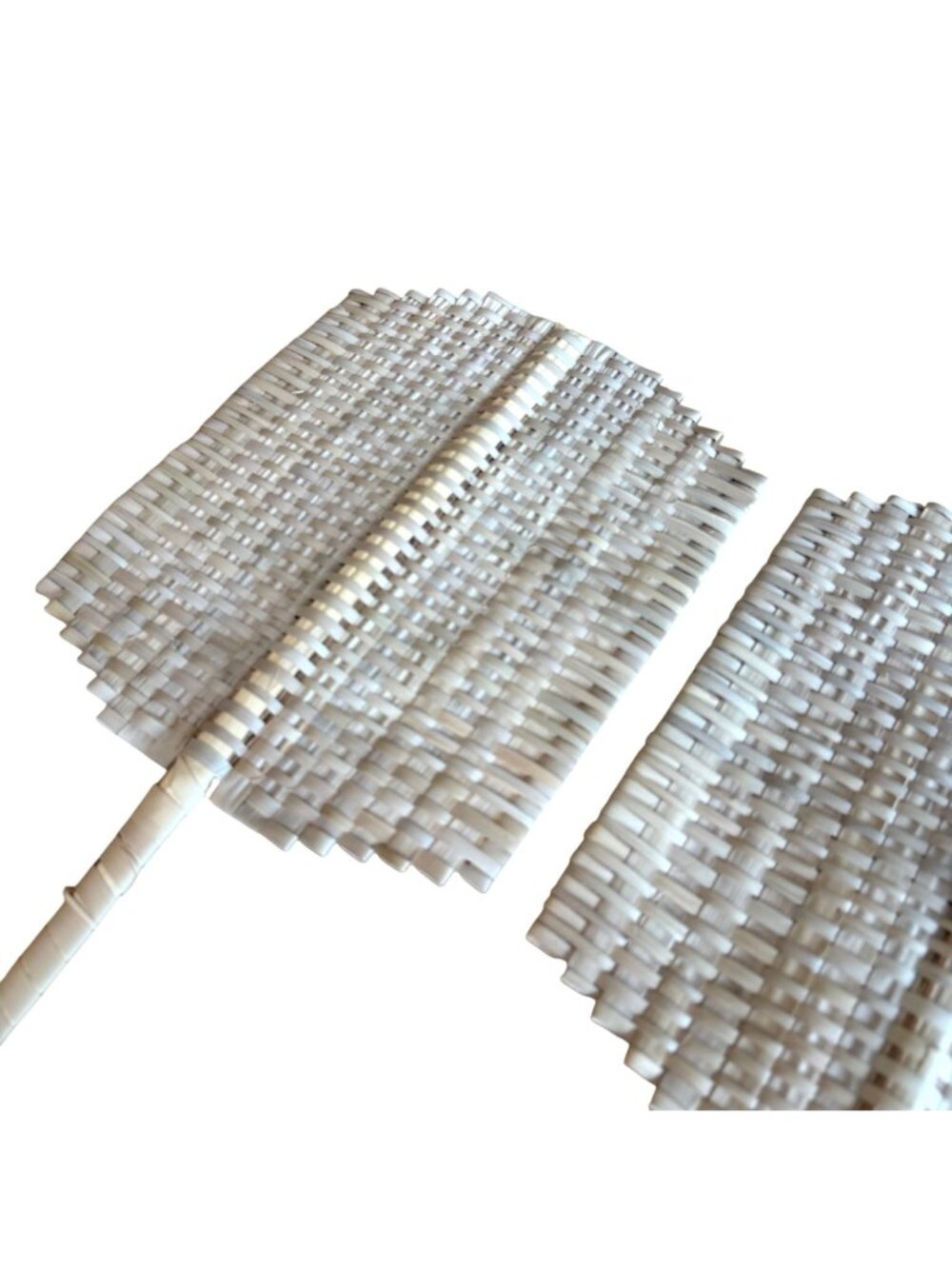 Woven Hand Fan Set Traditional Palm Leaf Decorative Handle Beige Lightweight - Picture 8 of 10